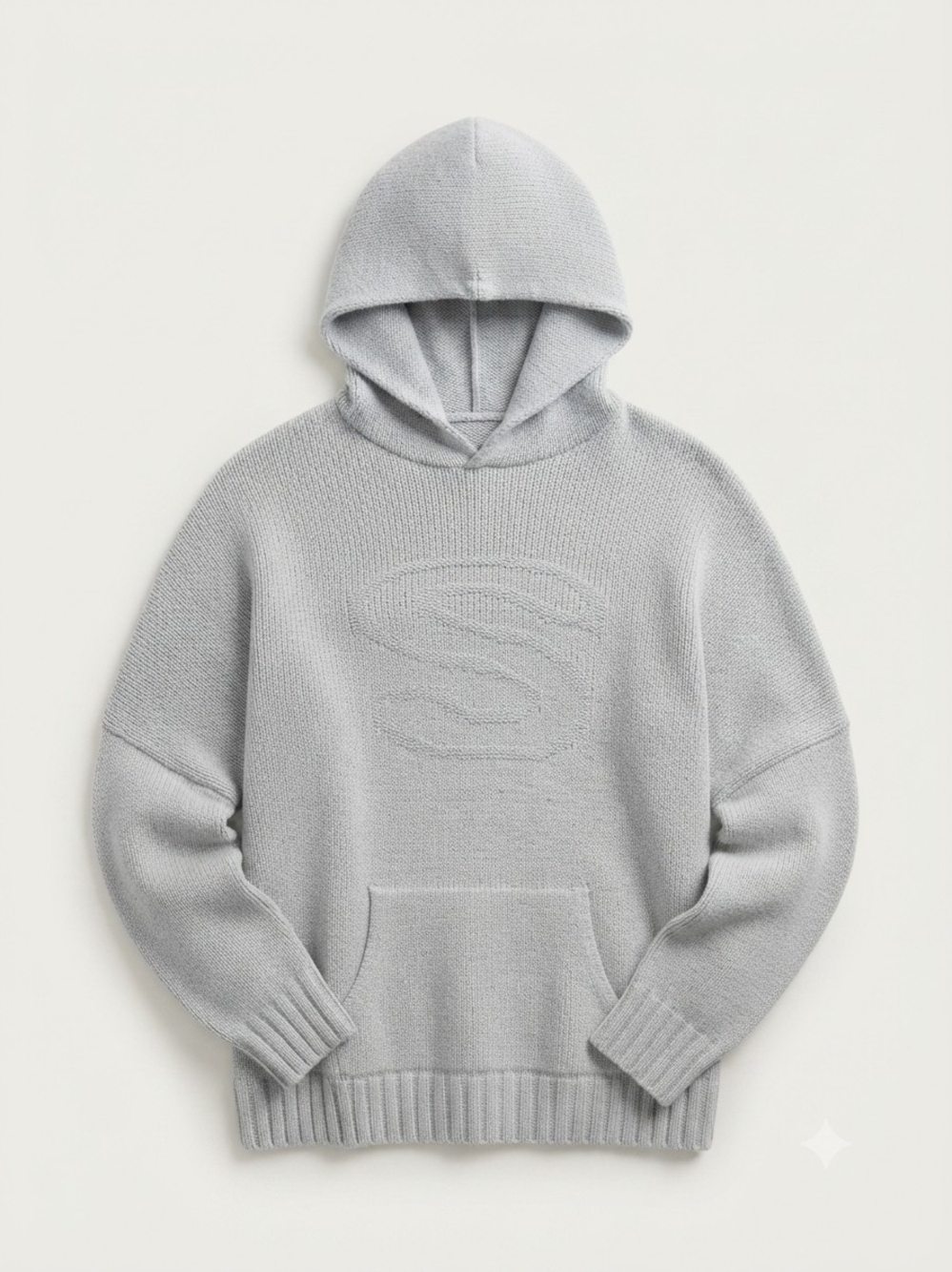 SHEIN Light Gray Hooded Knit Pullover